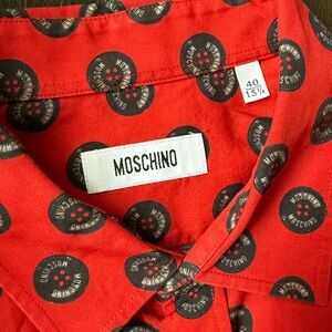 Moschino Red Dress Shirt with Black Pattern